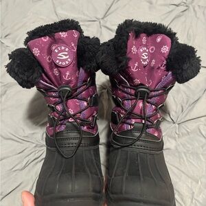 Kids Purple and Black Winter Boots